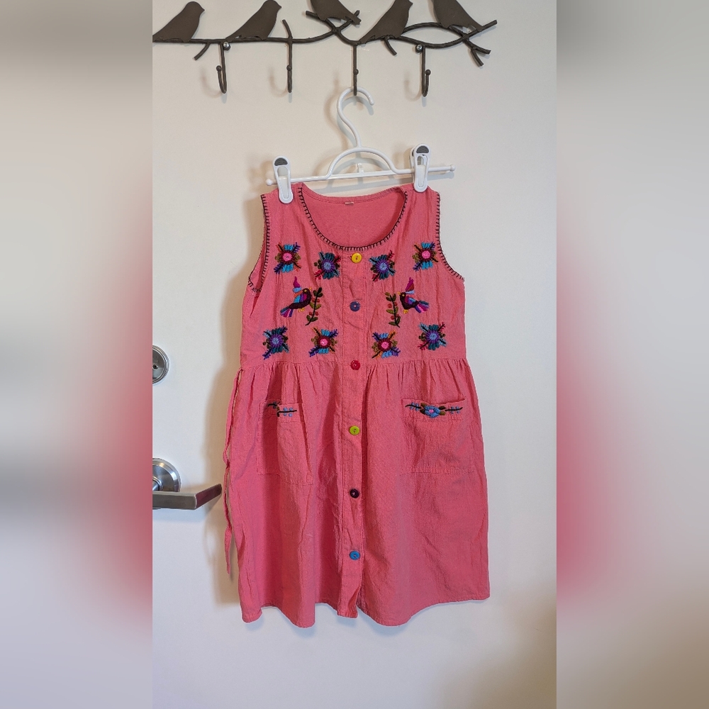 Orange and Pink Sleeveless Scoop Neck Sundress